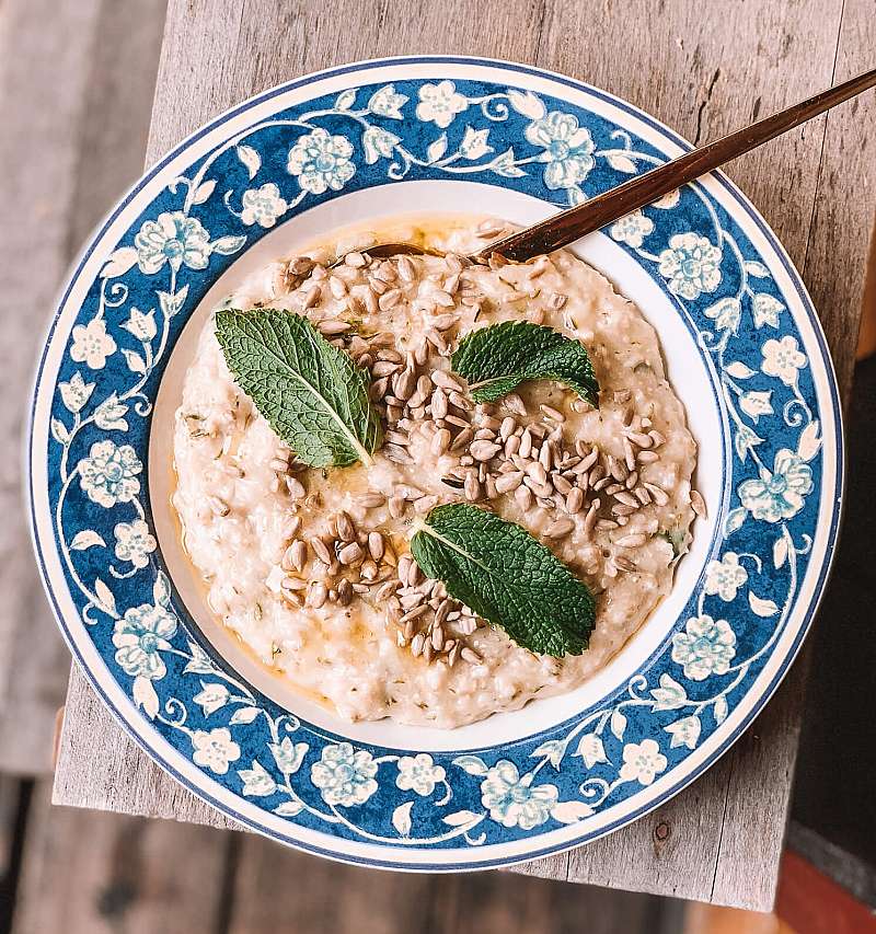 Myntegrød med olivenolie